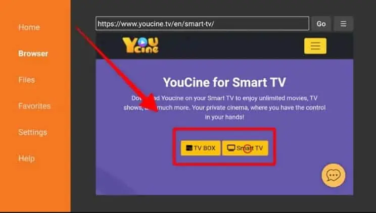YouCine APK installed on Android Smart TV