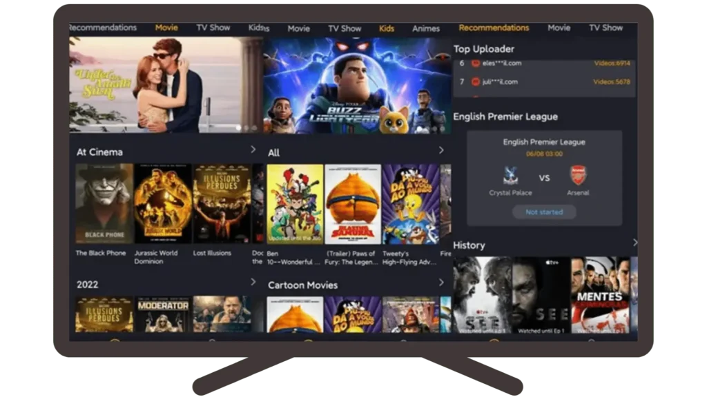 YouCine APK for Smart TV interface