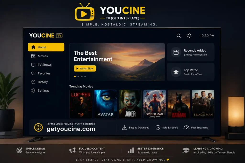 Youcine TV Old Version 1 YouCine TV old version streaming interface for Android TV and Smart TV